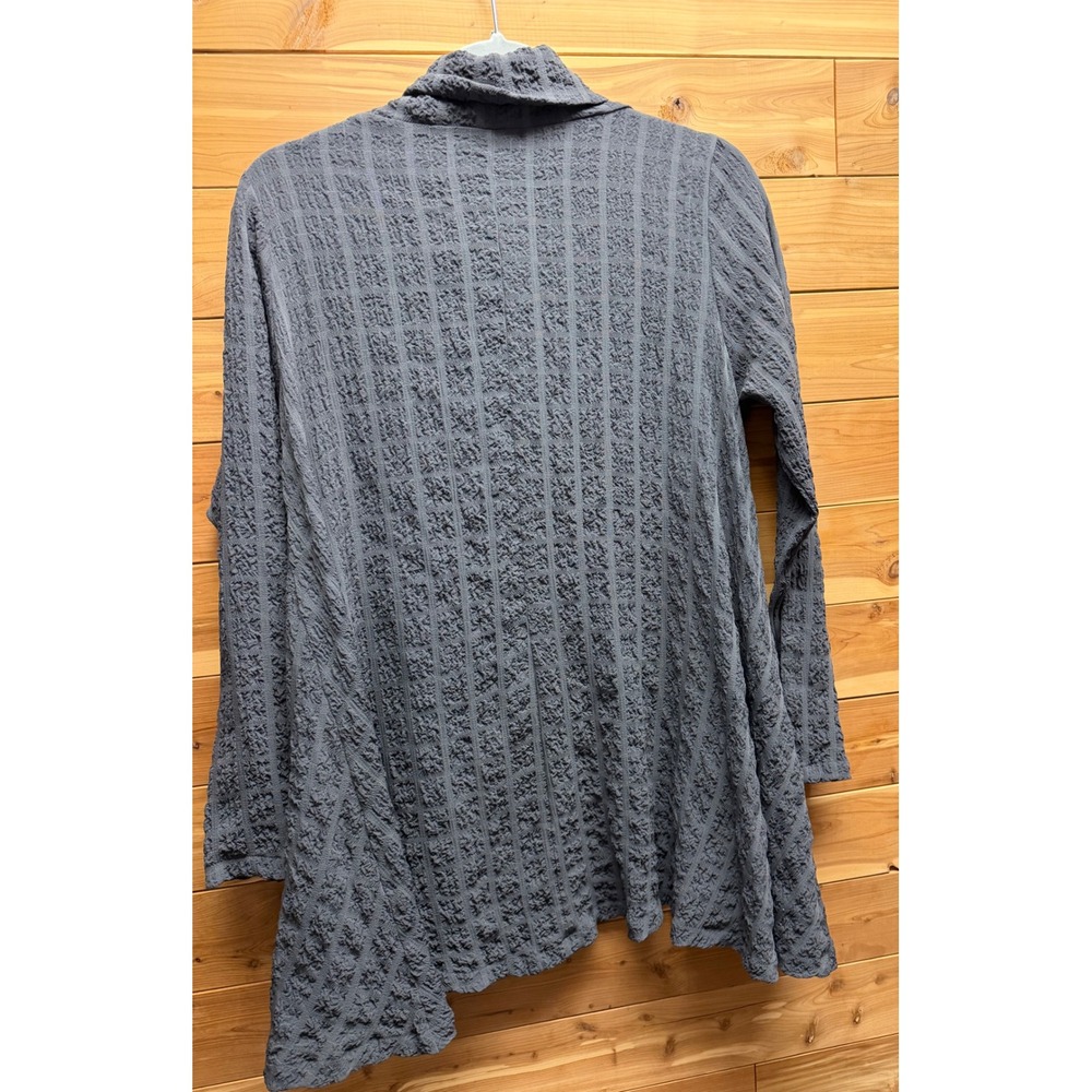 Jason Womens Charcoal Gray Textured Cowl Neck Tunic Top Button Detail Small - Picture 6 of 10